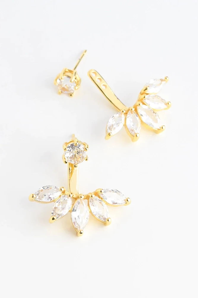 Shine Together Marquise Cut Zircon + Gold Ear Jacket Earrings
