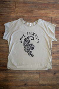 Thumbnail for Love Fiercely Oatmeal Crew Tee - Through It All