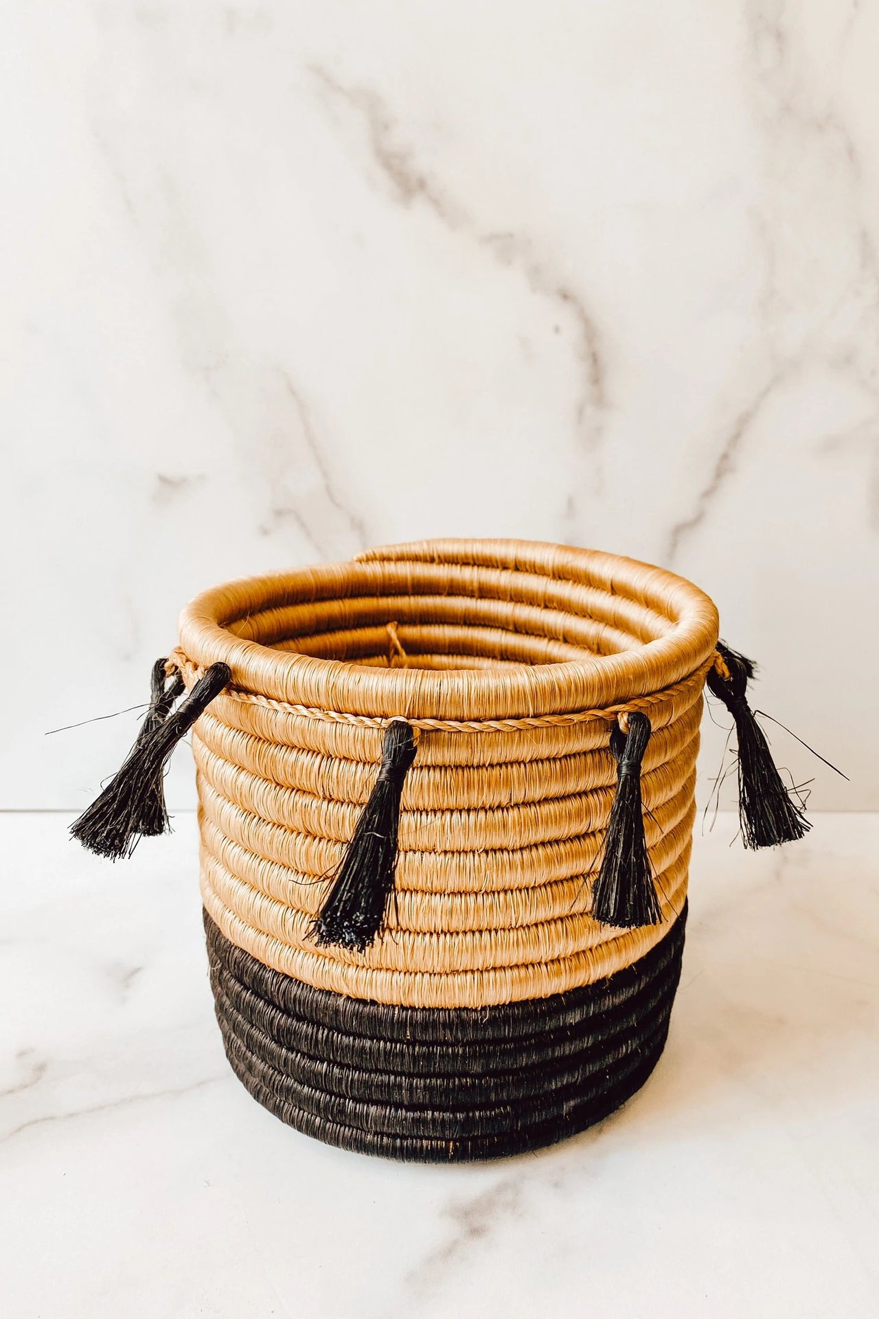 Black Vandi Basket with Tassels