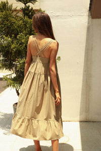 Thumbnail for Bella Lyocell Cross-Back Midi Dress