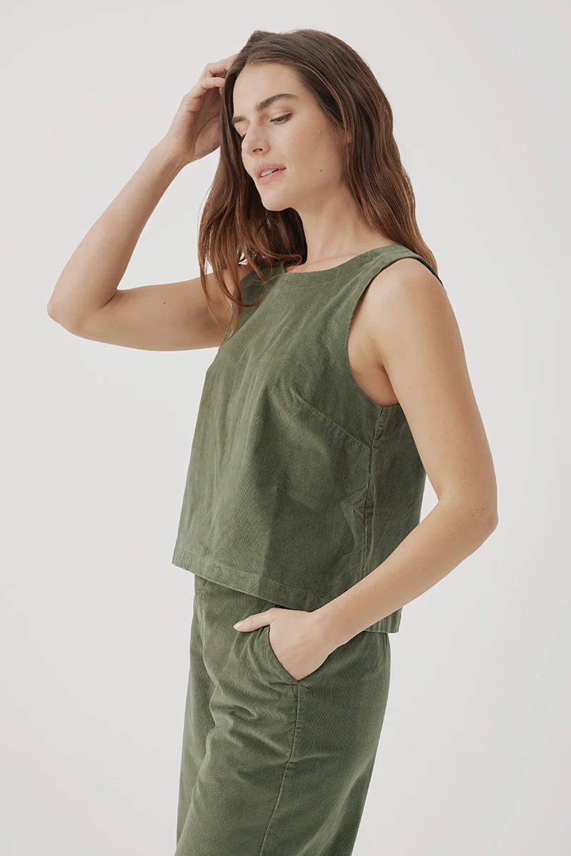 Modern Corduroy Button Back Tank