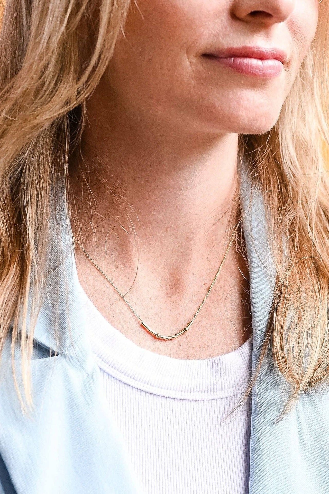 Mama Morse Code Beaded Necklace