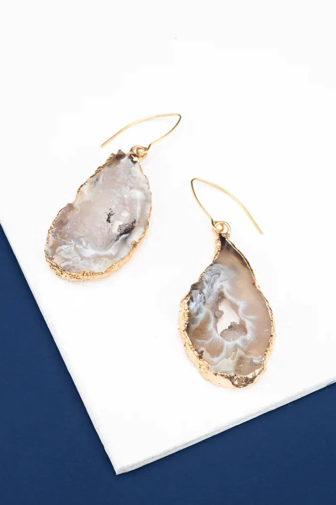 Natural Beauty Agate and Gold Earrings