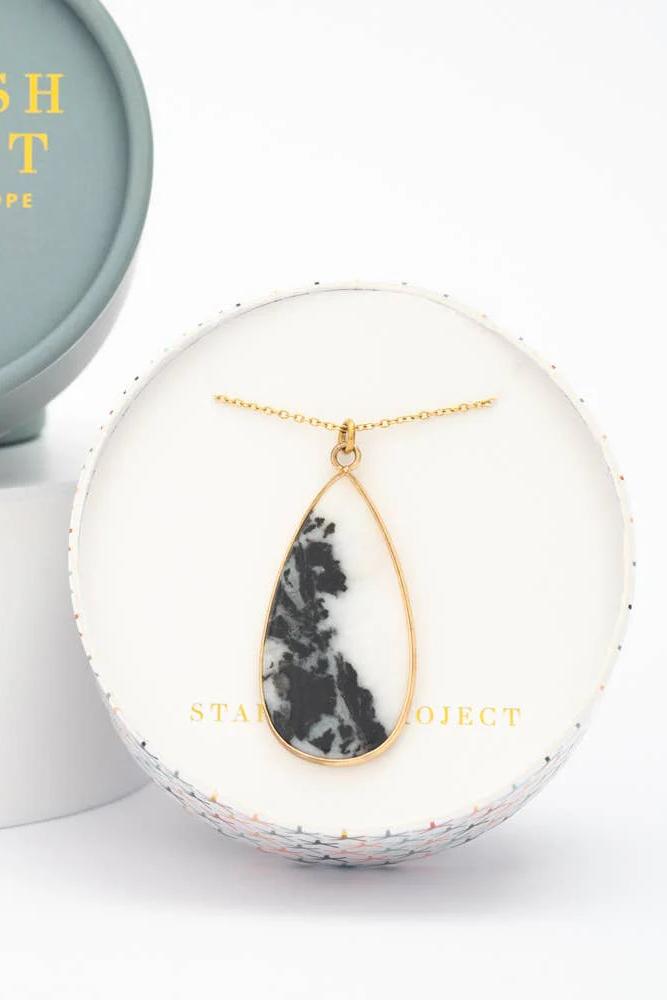 Everlasting Teardrop Necklace in Zebra Jasper Stone