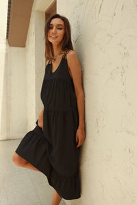 Thumbnail for Bella Lyocell Cross-Back Midi Dress
