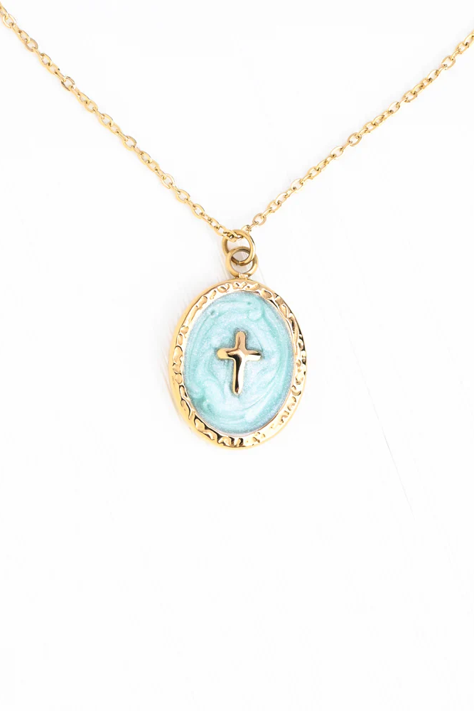 Shine Bright Cross Pendant in Mint