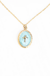 Thumbnail for Shine Bright Cross Pendant in Mint