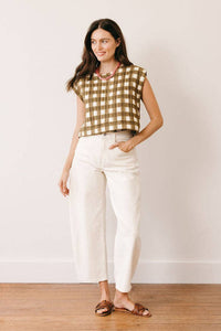 Thumbnail for Painted Gingham Quilted Greta Top