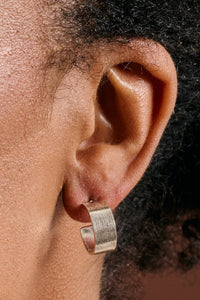 Thumbnail for Hiral Brushed Silver Hoop Earrings