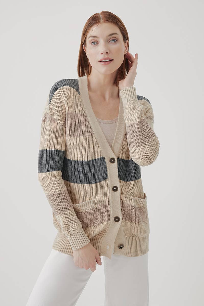 Fisherman Knit Button-front Cardigan
