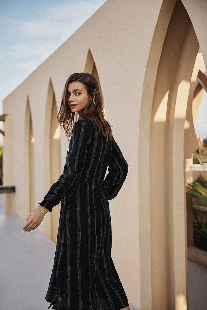 Susan Flax-Linen Midi Shirt Dress With Pockets