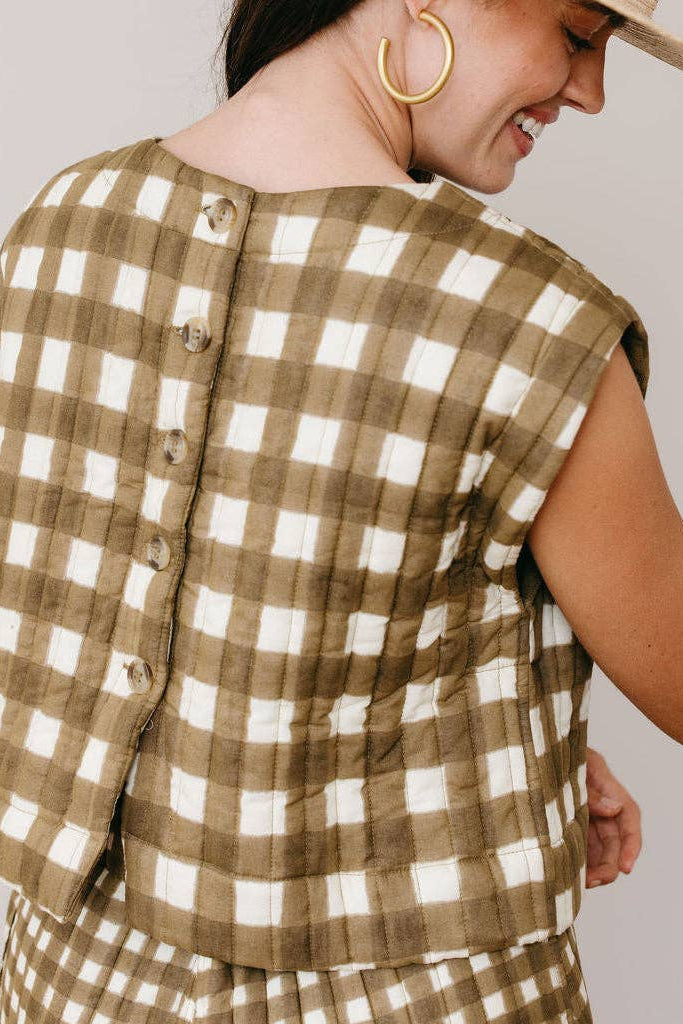 Painted Gingham Quilted Greta Top