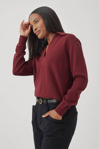 Thumbnail for Classic Fine Knit Polo Sweater