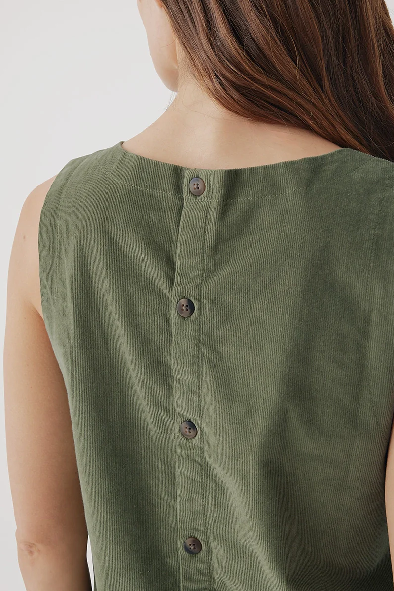 Modern Corduroy Button Back Tank