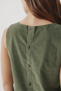 Thumbnail for Modern Corduroy Button Back Tank