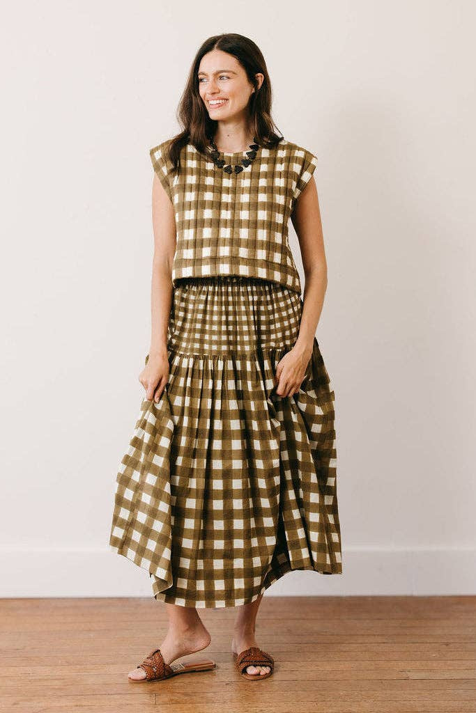Painted Gingham Quilted Greta Top