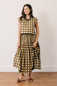 Thumbnail for Painted Gingham Quilted Greta Top