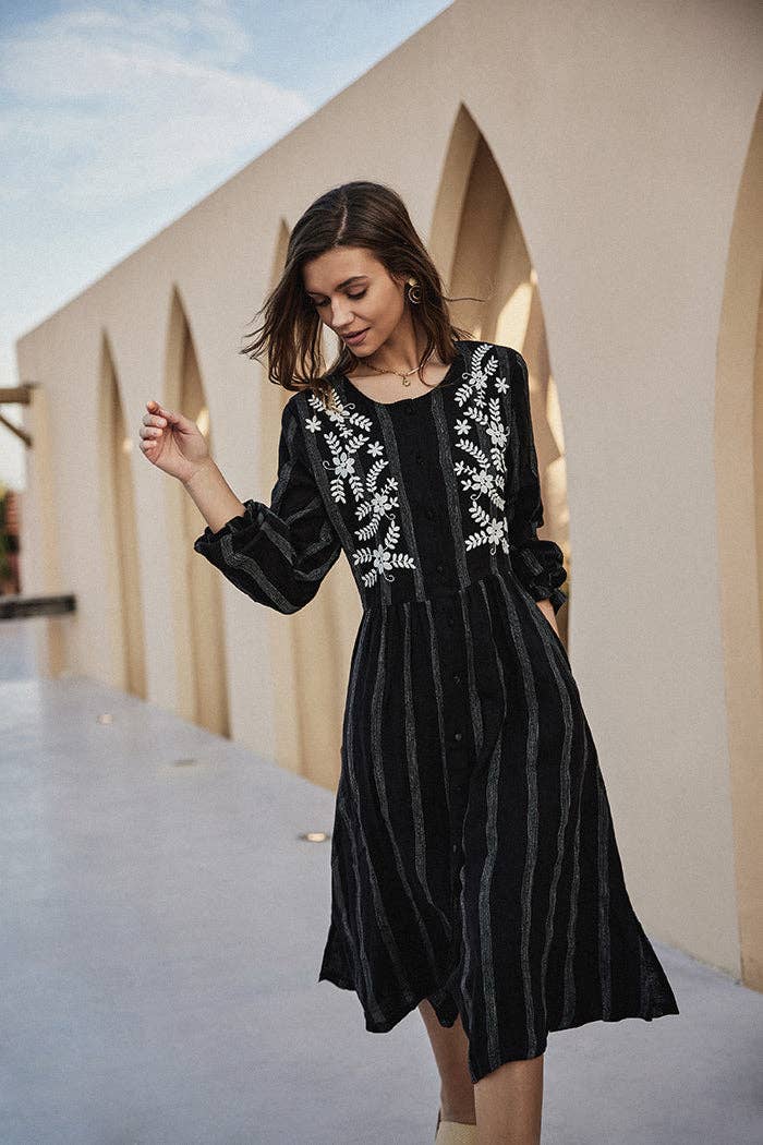 Susan Flax-Linen Midi Shirt Dress With Pockets