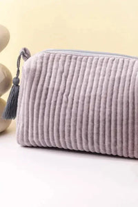 Thumbnail for Velvet & Block Print Lined Cosmetic Pouch