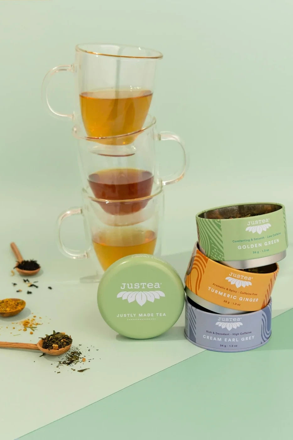 JusTea Trio Tin & Spoon Set