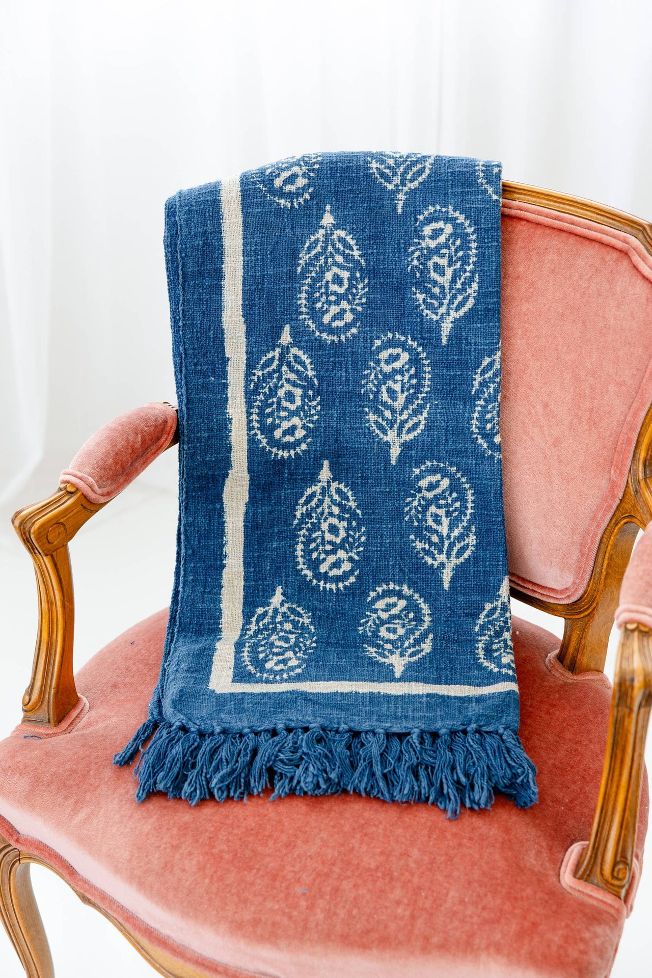 Cobalt Paisley Throw Blanket