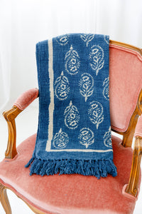 Thumbnail for Cobalt Paisley Throw Blanket