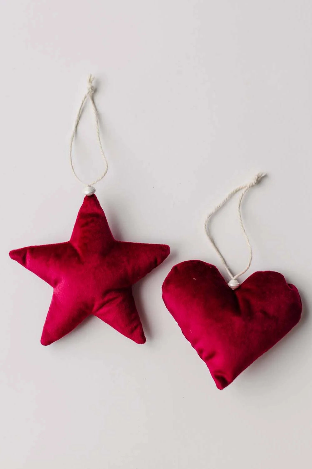 Velvet Heart Christmas Ornaments