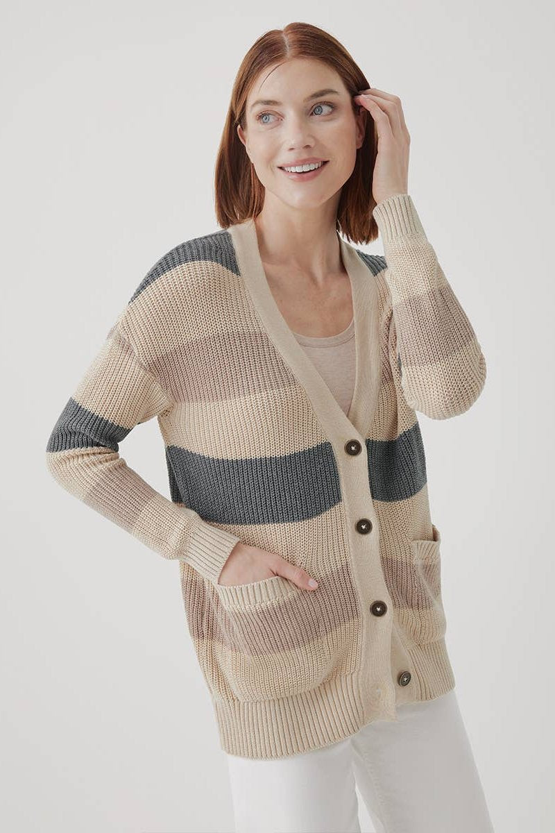 Fisherman Knit Button-front Cardigan