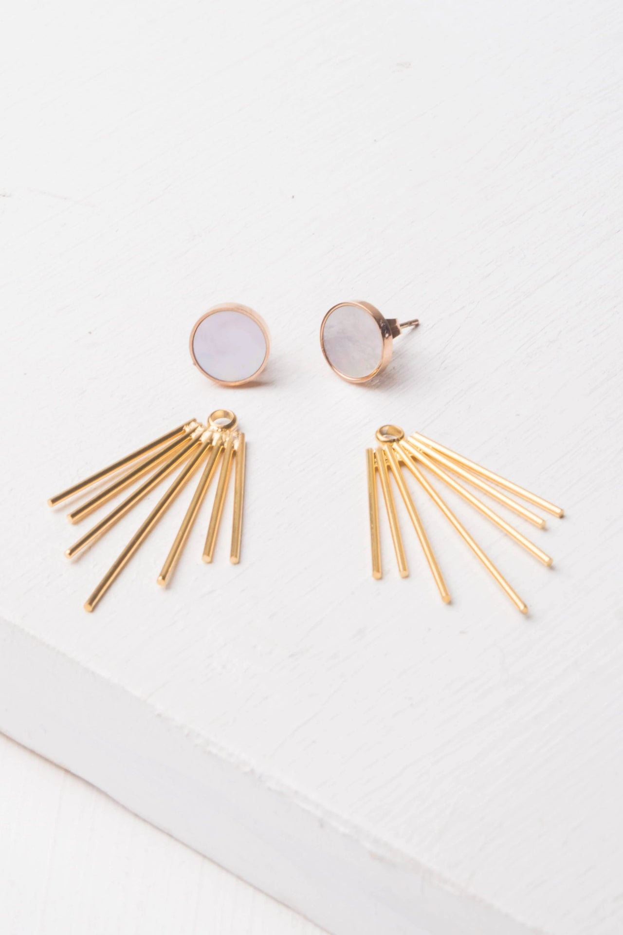 Caroline Stud + Fringe Earrings