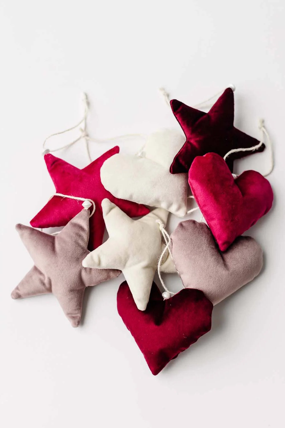 Velvet Heart Christmas Ornaments