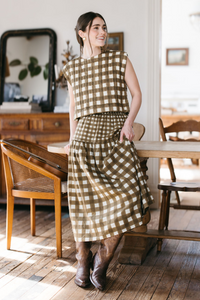 Thumbnail for Painted Gingham Quilted Greta Top