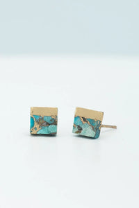 Thumbnail for Lorena Square Turquoise Stud Earrings