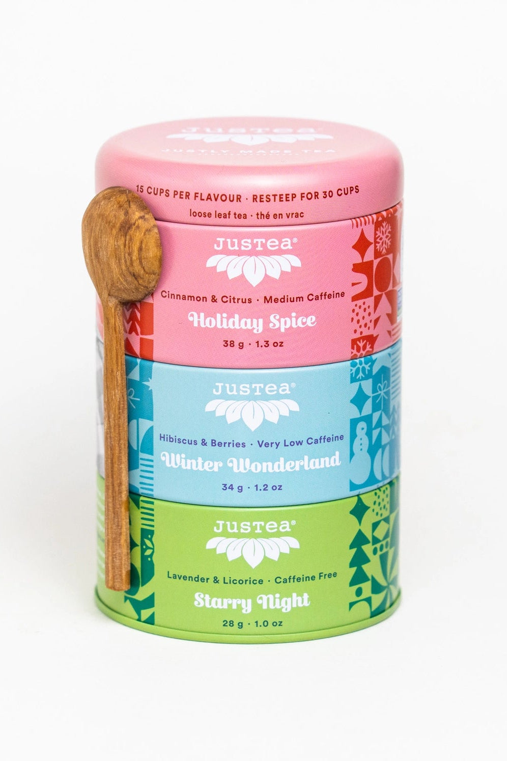 JusTea Trio Tin & Spoon Set
