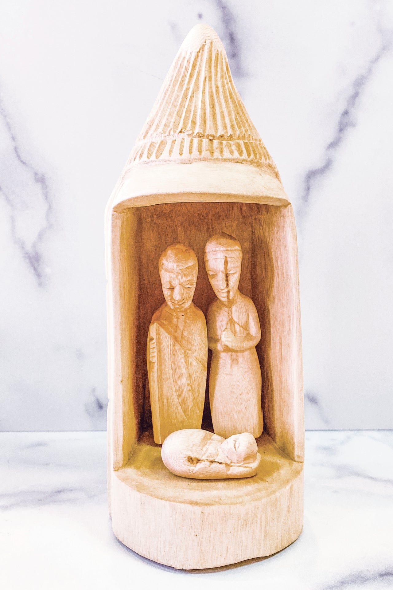 Hand Carved Nativity Hut