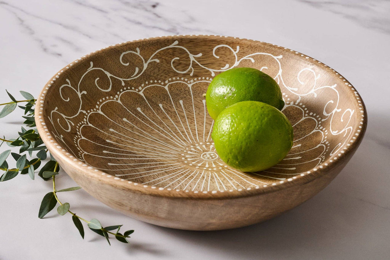 Aiza Handpainted Mango Wood Bowl
