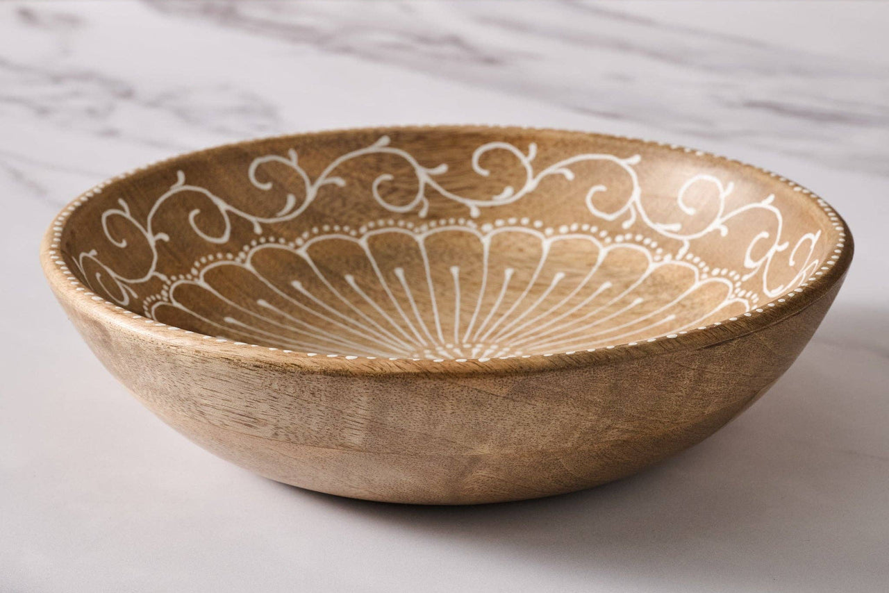 Aiza Handpainted Mango Wood Bowl