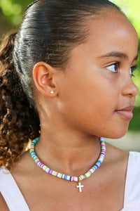 Thumbnail for Ava Colorful Kids Cross Necklace