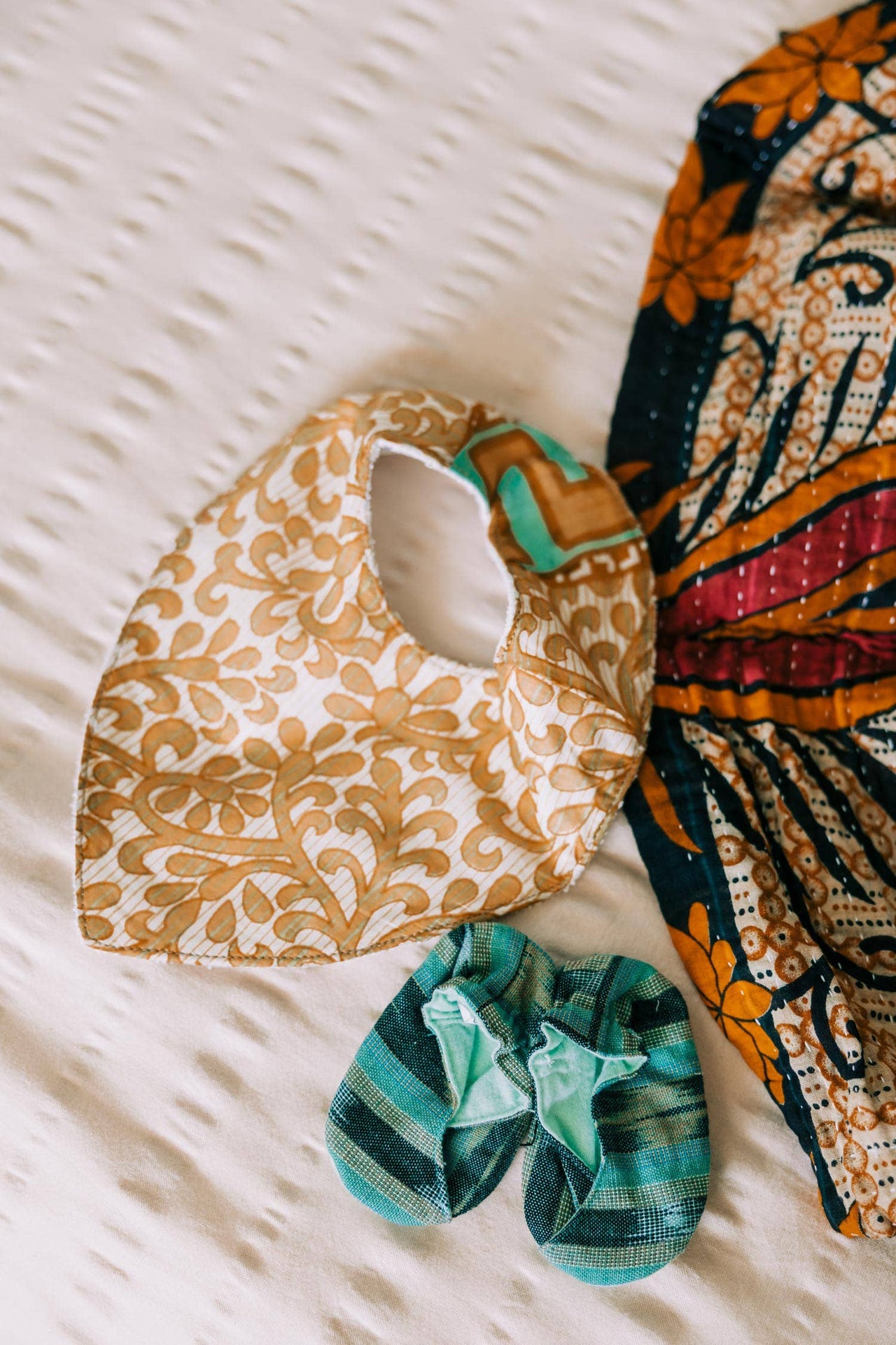 Upcycled Sari Baby Bib Set