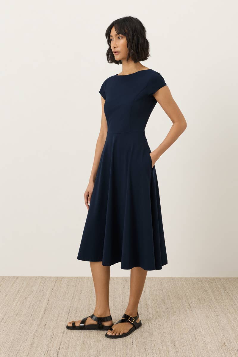 Women's Fit & Flare Ballet Neck Dress