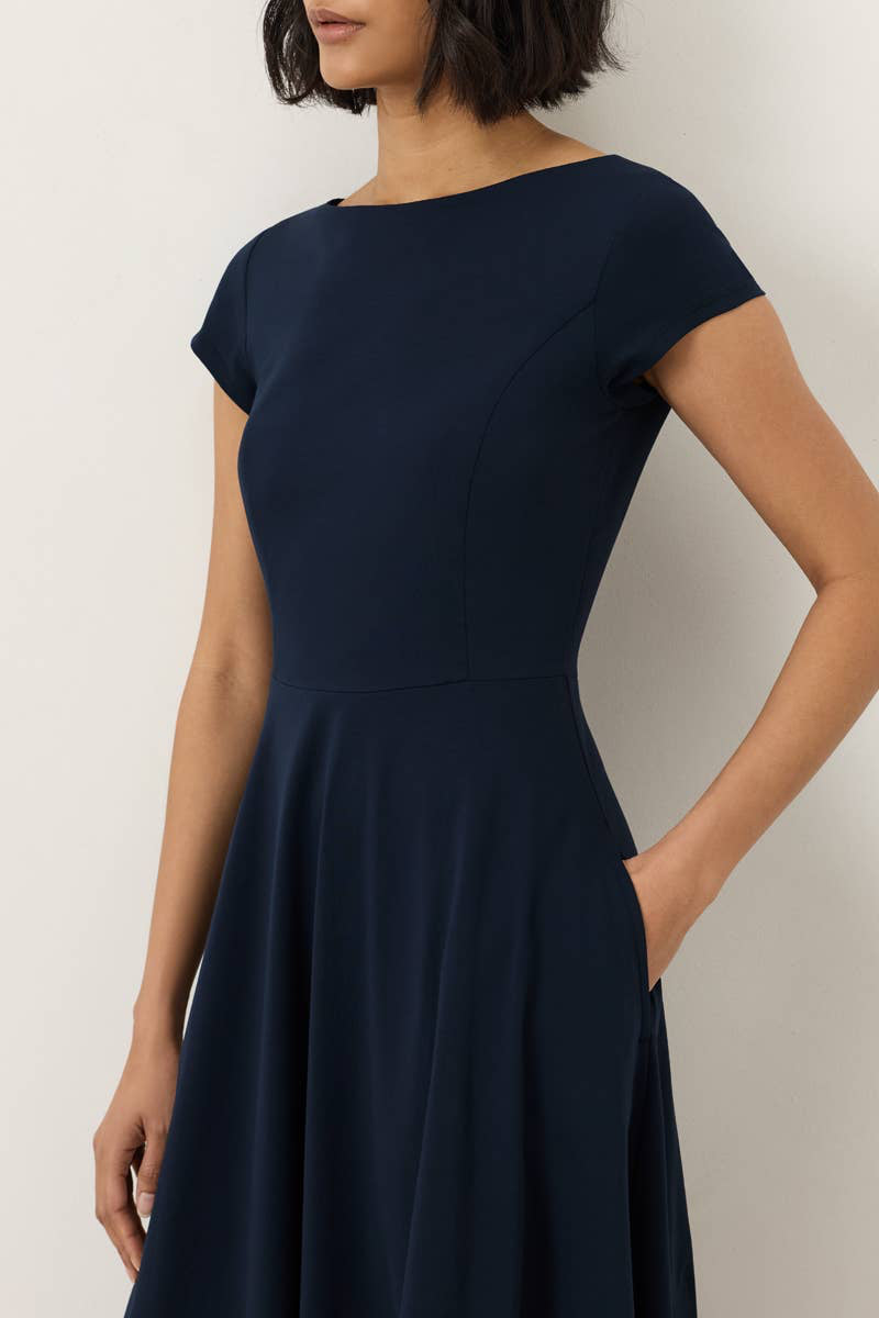 Women's Fit & Flare Ballet Neck Dress