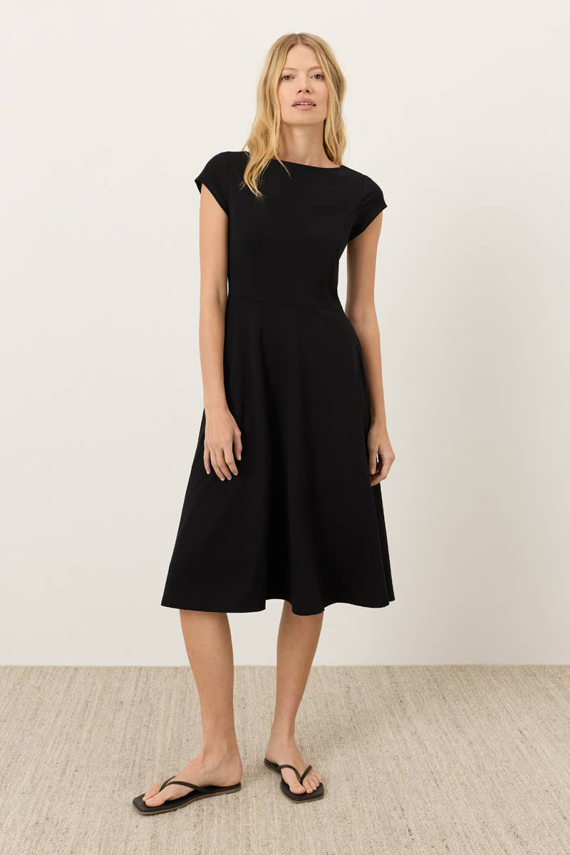 Women's Fit & Flare Ballet Neck Dress