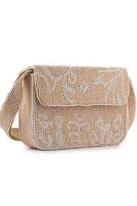 Thumbnail for Beige Bloom Beaded Purse