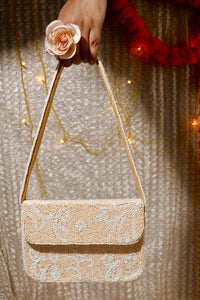 Thumbnail for Beige Bloom Beaded Purse