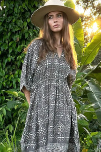 Thumbnail for Block Printed Kaftan Resort Dress