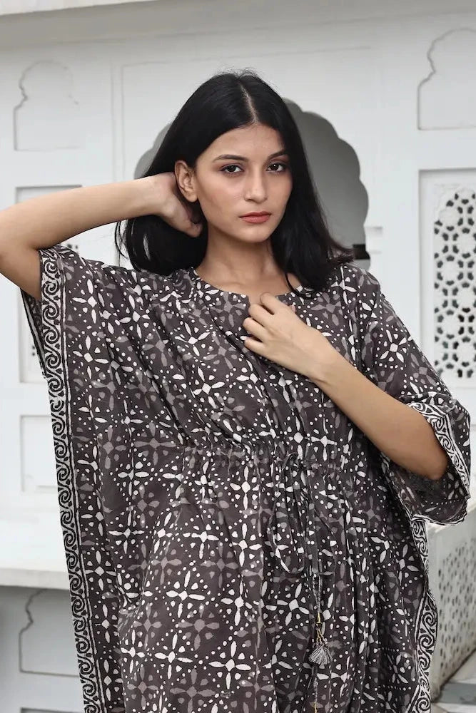 Block Printed Kaftan Resort Dress