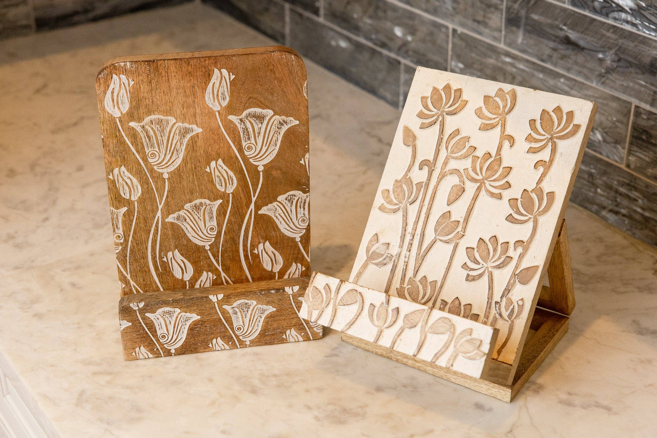 Wooden tulip tablet/book holder