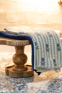 Thumbnail for Bluebell Block Print Waffle Kitchen Towel Set