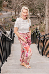 Thumbnail for Blush Garden Patchwork Pant