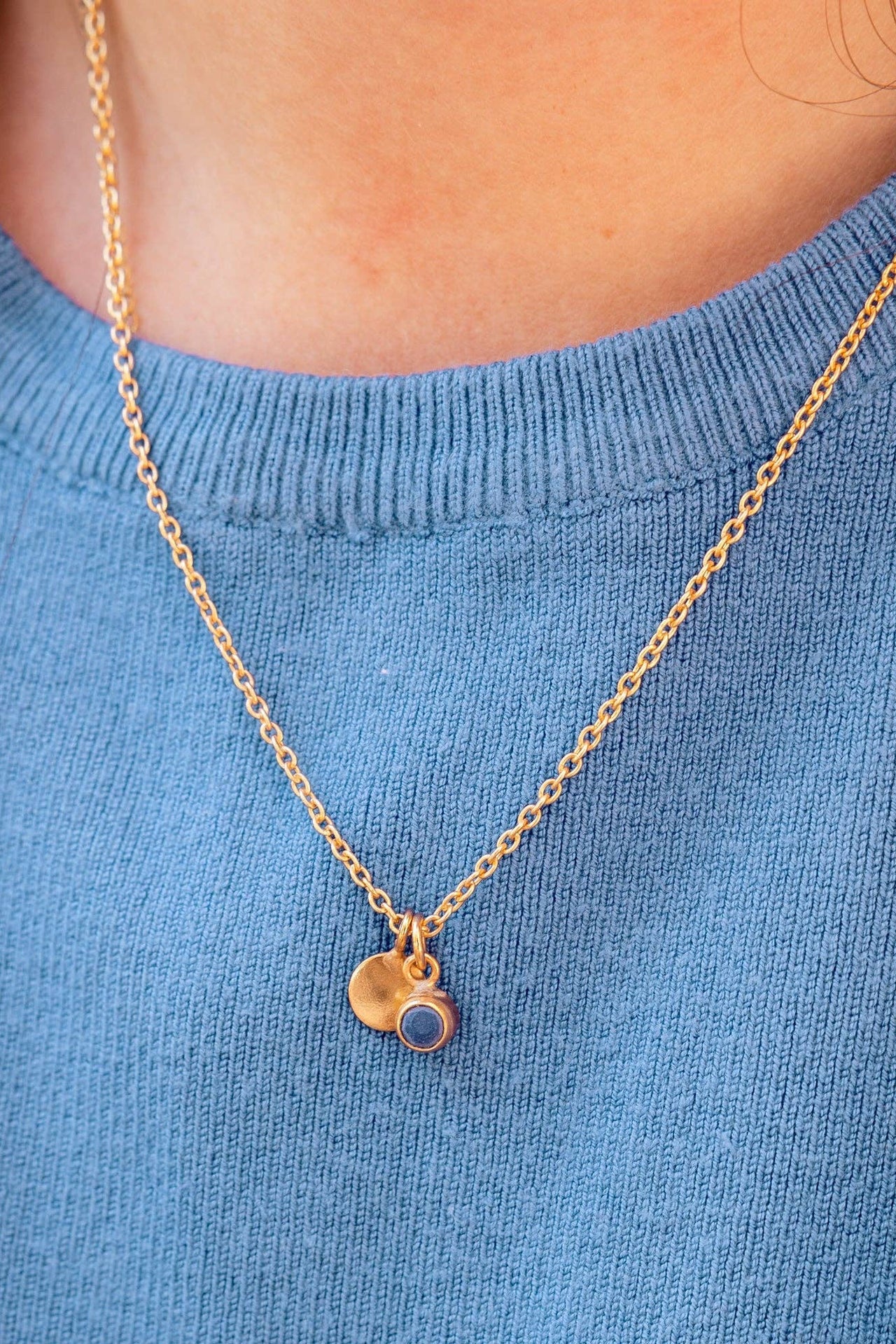 Lapis Charm Pendant Necklace