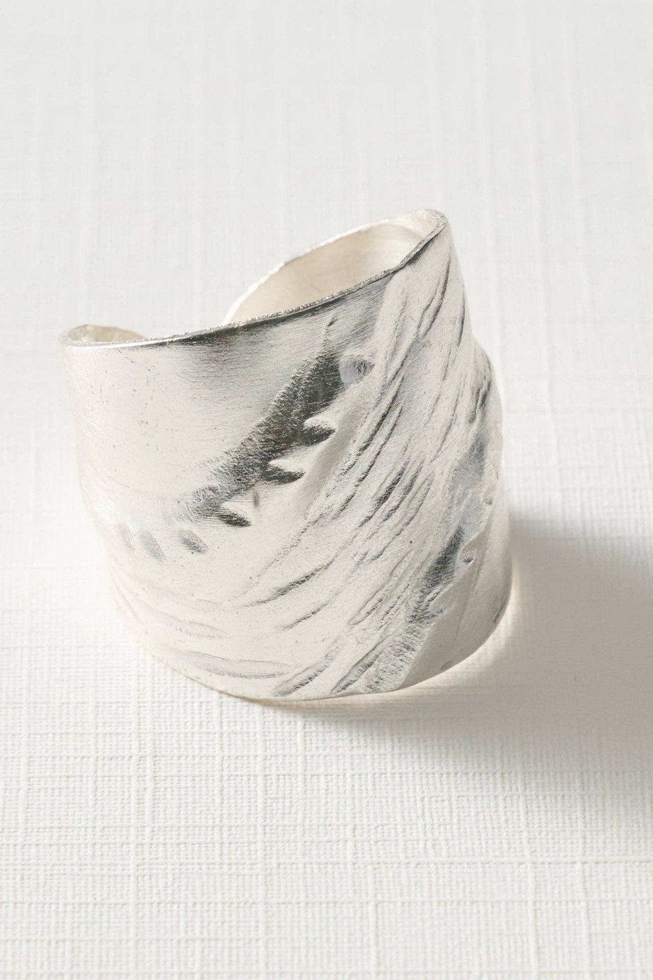 Chauda Silver Hammered Brass Ring
